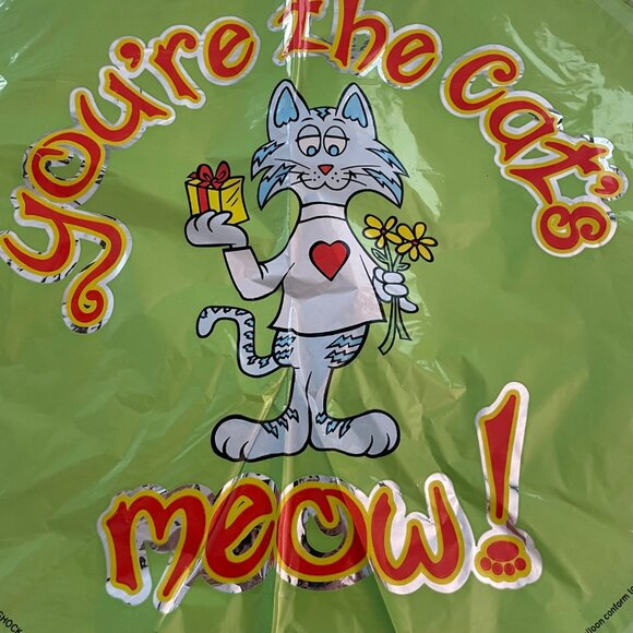 17 3/4 inch balloon You’re the cats meow 1992 Kaleidoscope paint wear Green Foil - Picture 3 of 7
